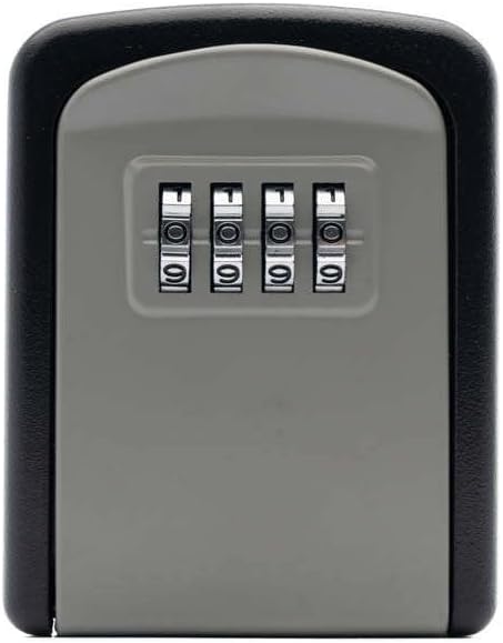 Wall Mount Key Storage Box, 4-Digit Combination Lock, Durable Metal Safe for Home, Office, Airbnb, Versatile Use for Keys and Valuables, Easy Installation, Gray