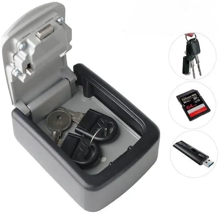 Wall Mount Key Storage Box, 4-Digit Combination Lock, Durable Metal Safe for Home, Office, Airbnb, Versatile Use for Keys and Valuables, Easy Installation, Gray