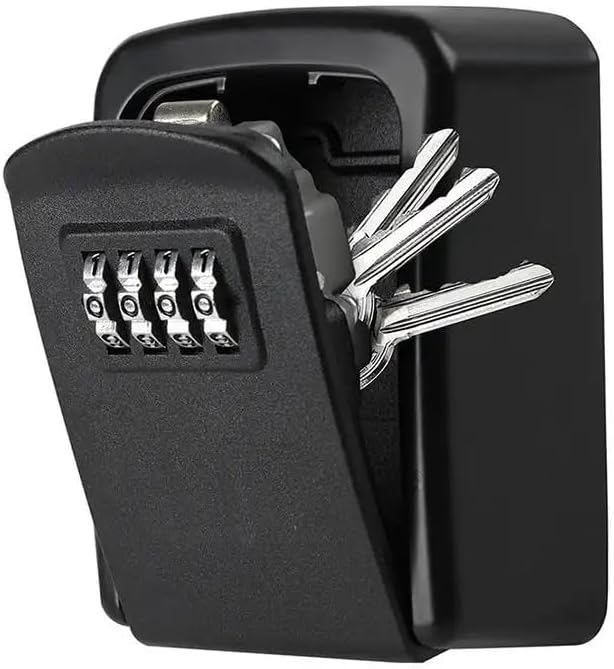 Wall Mount Key Storage Box, 4-Digit Combination Lock, Durable Metal Safe for Home, Office, Airbnb, Versatile Use for Keys and Valuables, Easy Installation, Gray