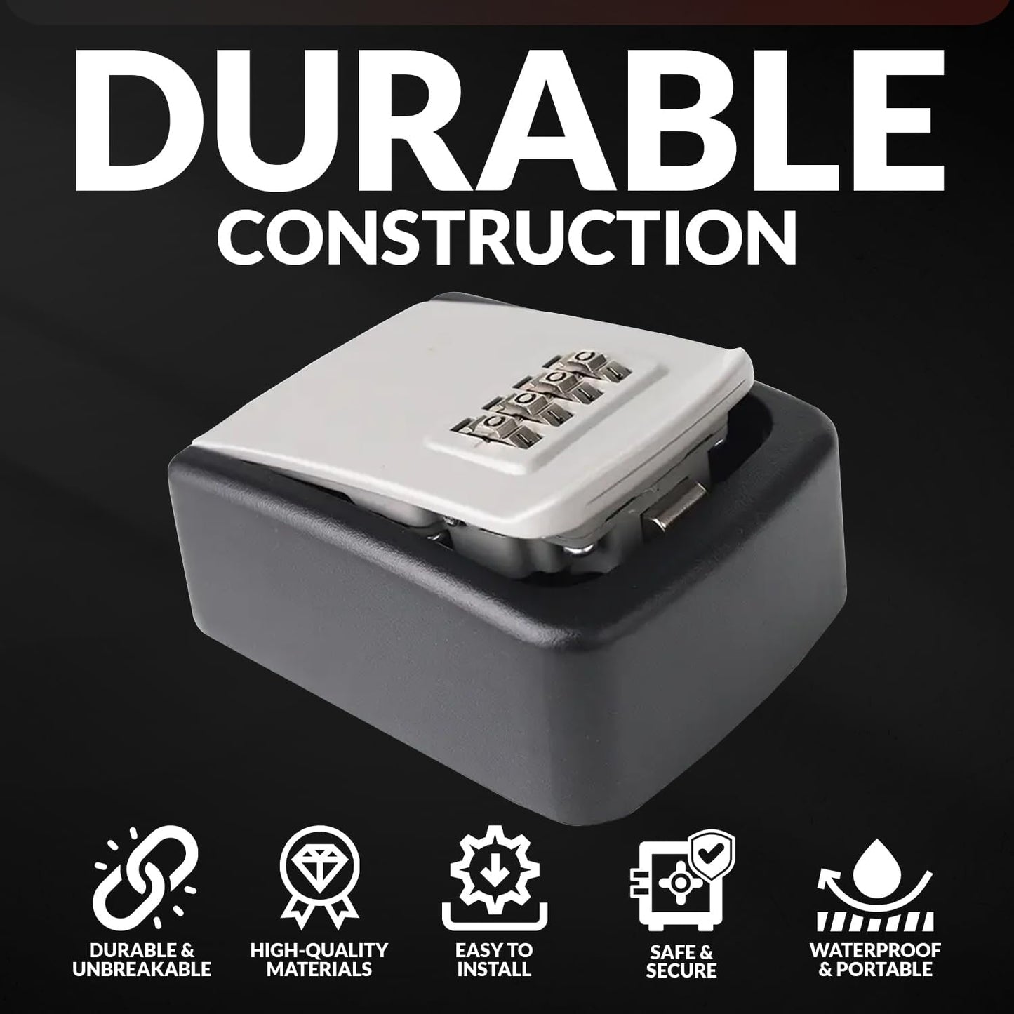 Wall Mount Key Storage Box, 4-Digit Combination Lock, Durable Metal Safe for Home, Office, Airbnb, Versatile Use for Keys and Valuables, Easy Installation, Gray