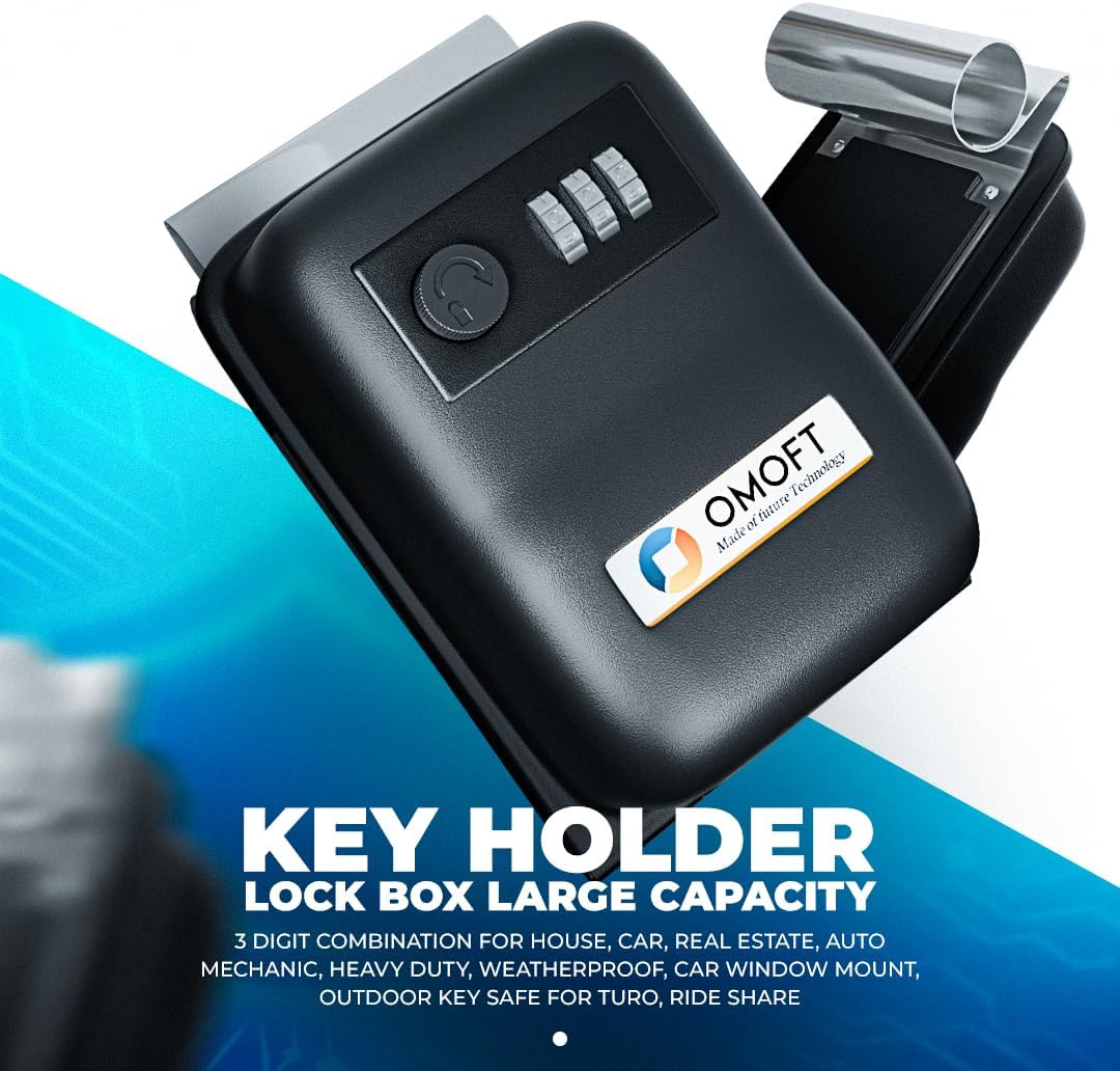 Key Holder Lock Box Large Capacity, 3 Digit Combination for House, Car, Real Estate, Auto Mechanic, Heavy Duty, Weatherproof, Car Window Mount, Outdoor Key Safe for Turo, Ride Share