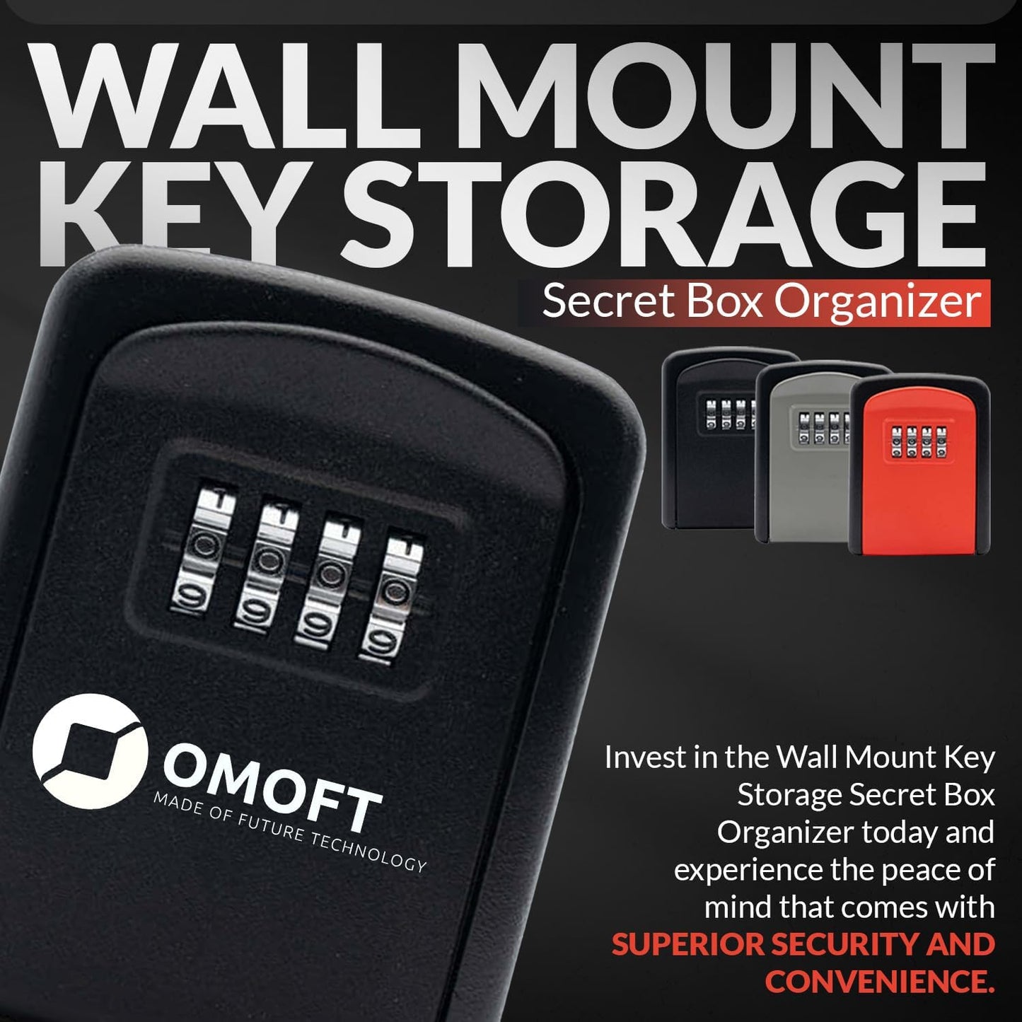 Wall Mount Key Storage Box, 4-Digit Combination Lock, Durable Metal Safe for Home, Office, Airbnb, Versatile Use for Keys and Valuables, Easy Installation, Gray