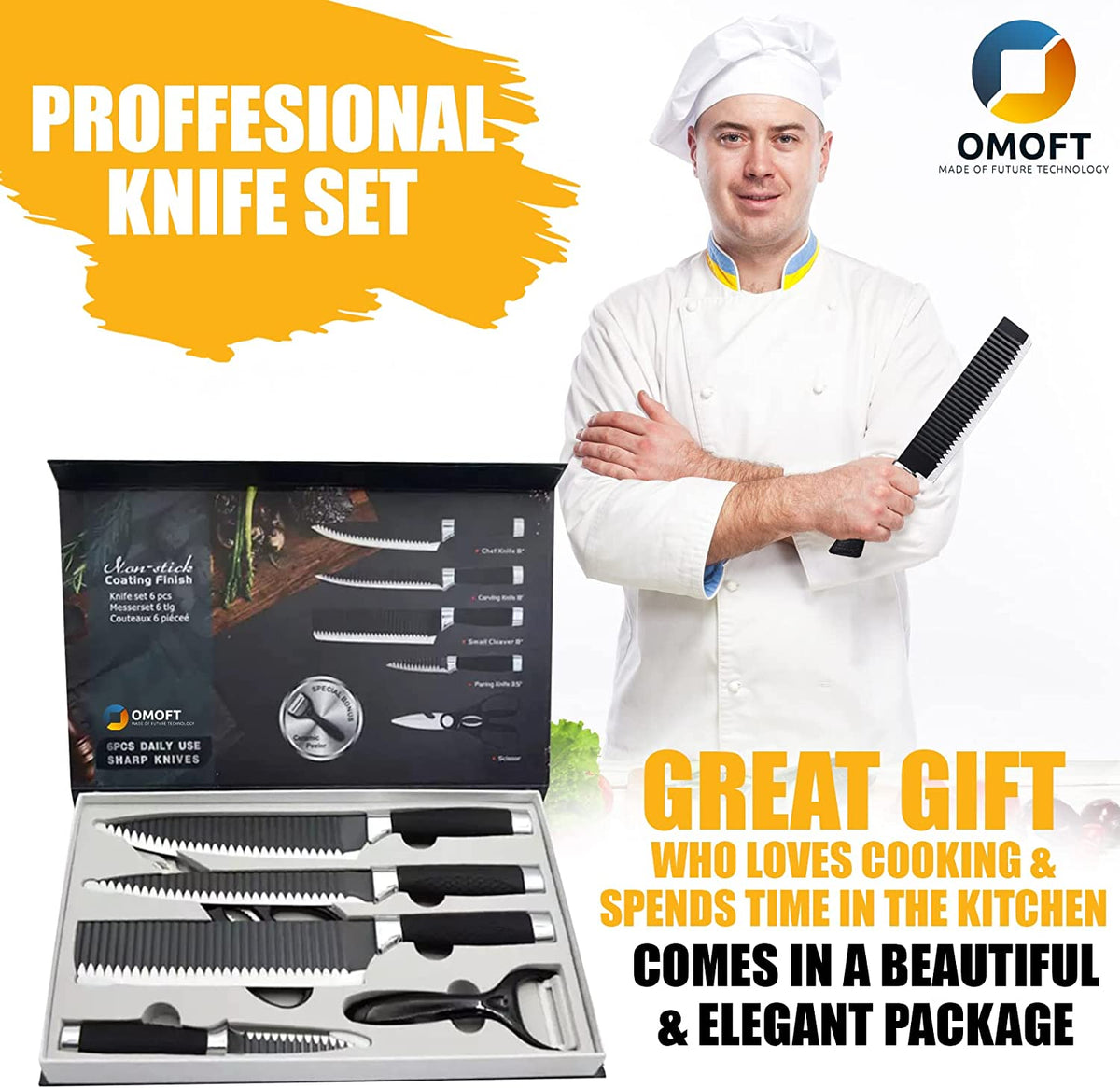 kitchen knife set professional 6 pcs