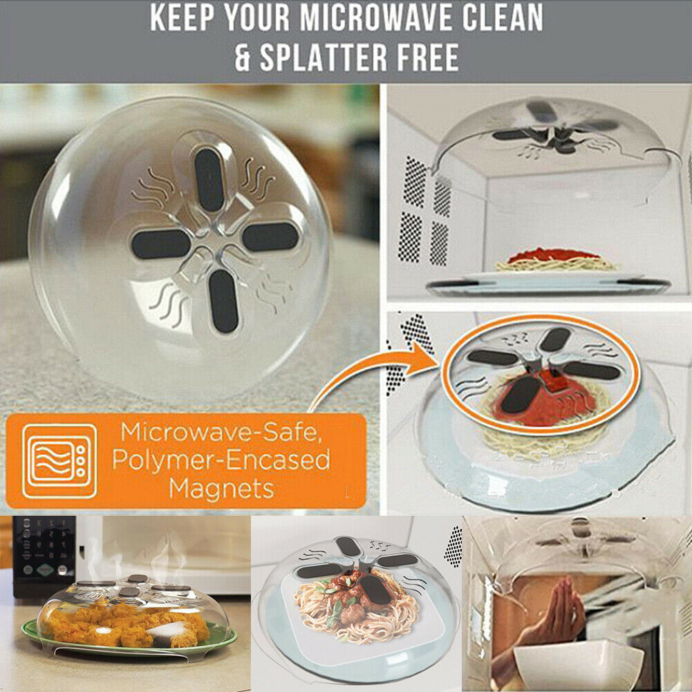 HOVER COVER Magnetic Microwave Cover for Food | Clear Microwave Splatter  Cover | Microwave Plate Cover with Steam Vents | Food Grade Dish Cover 